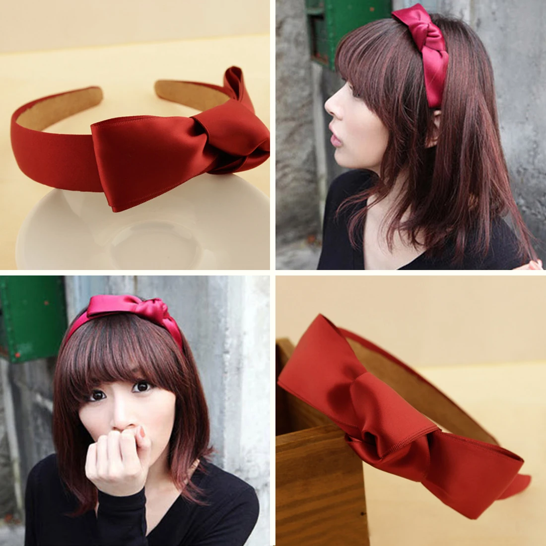 New DIY bow hairband beautiful Korean hair headdress fabric ribbon ...