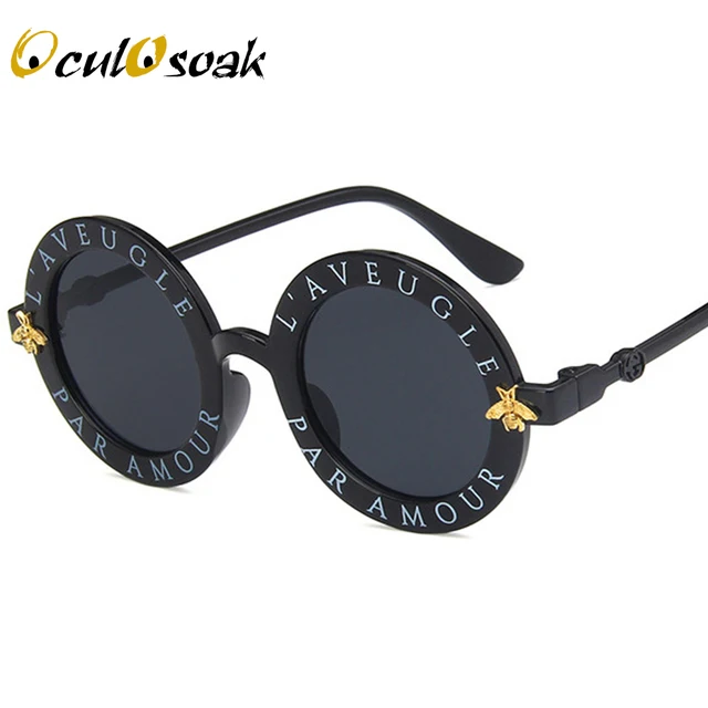 Steampunk Bee Kids Sunglasses Boys Girls Luxury Vintage Children Sunglasses Round Sun Glasses Oculos Feminino Accessories black gray