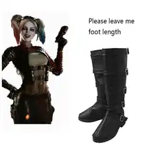 Injustice League Cosplay Shoes Harley Quinn Cosplay Boots Injustice 2 Black Shoes Adult Women Halloween Props Costume Accessory