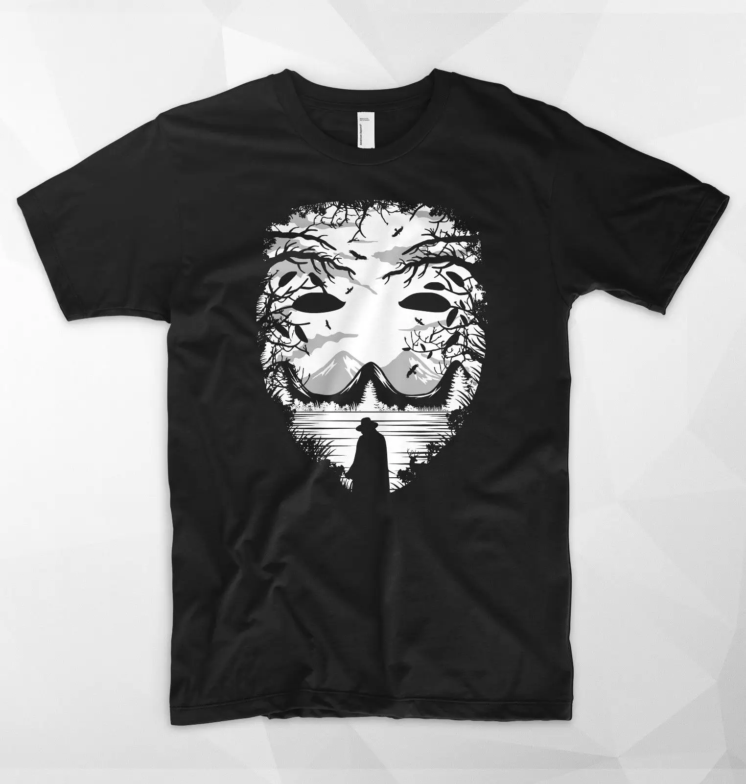 Маска анонимированная футболка Топ V для Vendetta Guy Fawkes Mountains Temple Nature крутая