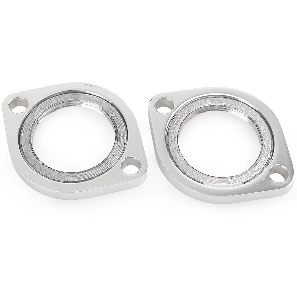 Motorcycle Exhaust Flanges w/ Retaining Ring for Harley Big Twin EVO Sportster Chrome 2PCS