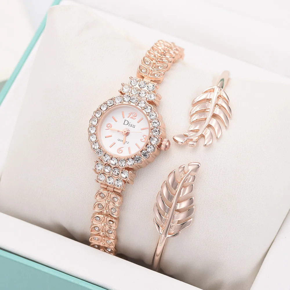 

Light Luxury Lady Temperament Watch Leaf Bracelet Set Chain Watch Birthday Gift Relogio Feminino Saat Reloj Mujer Gift 2019
