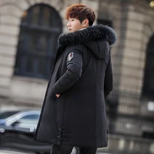 Новинка, Осень-зима, мужской длинный пуховик, парка, Мужская теплая Повседневная парка, пальто, пуховик для мужчин, утолщенная шапка, куртка, парка для мужчин