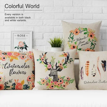 

European garden pillow , Leaves flowers Deer Pillow cushion ,Linen pillowcase,sofa cushions home decorative Pillows