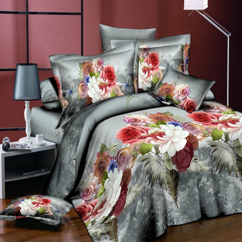 

Double set quilt pillowcase Breathable quilt 3D BEAUTIFUL BEDDING SET FLOWER PRINTING DUVET COVER PILLOWCASE TWIN OR QUEEN