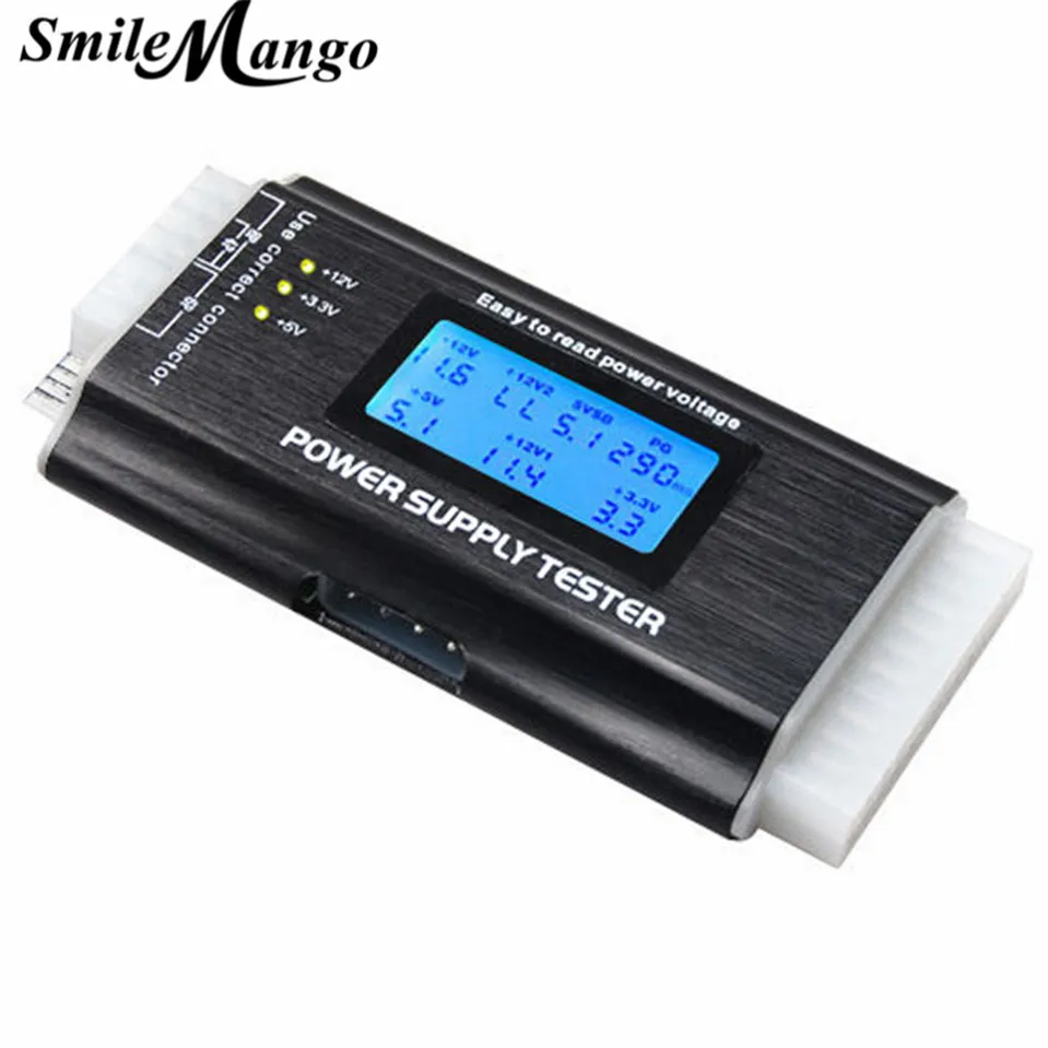 

SmileMango ATX Power Supply Tester 20 24 Pin Sata LCD PSU HD ATX BTX Voltage Test Source
