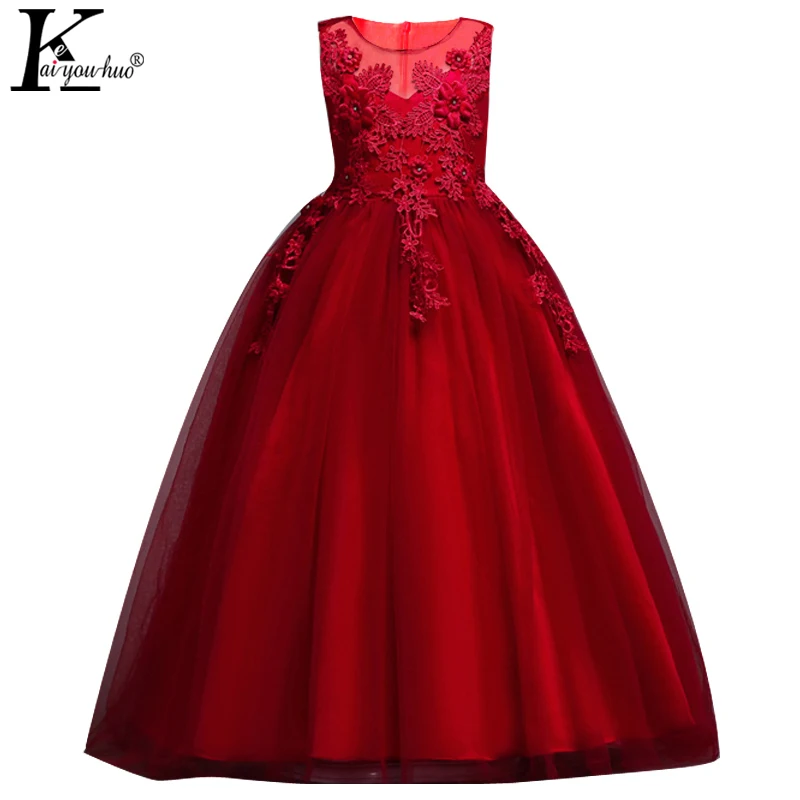 Летнее свадебное платье Хай» Vestidos, для детей Платья для девочек, одежда вышитое платье в стиле принцессы 3 4 5 6 7 8 От 9 до 14 лет