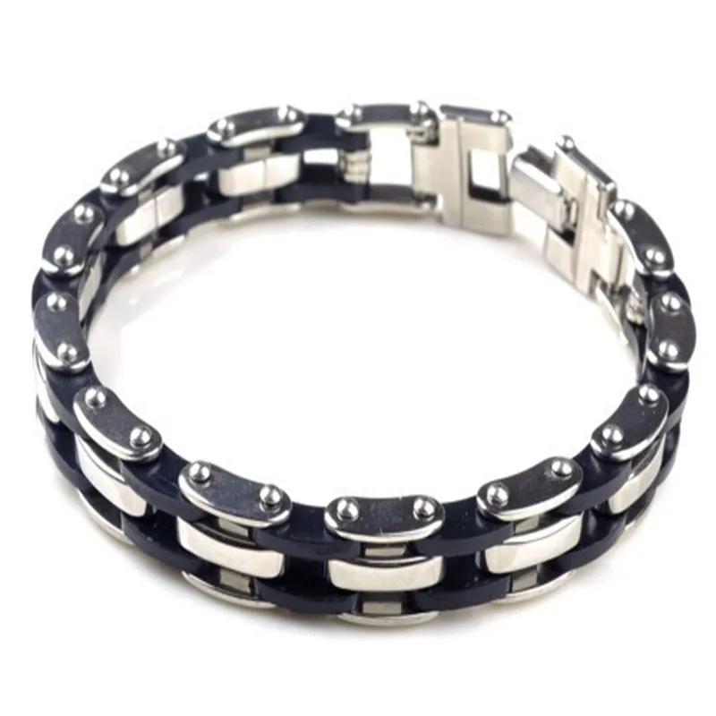 PINKSEE персональный черный резиновый мужской браслет из нержавеющей стали, ювелирные браслеты высокого качества, Аксессуары для браслета