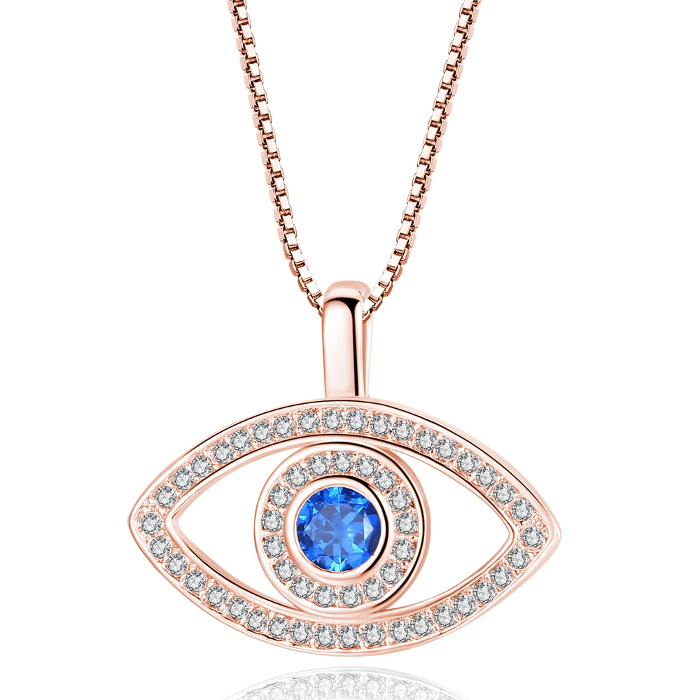 Роскошный синий кубический цирконий сглаза ожерелье для женщин покрытое серебро, золото, хрусталь Стразы Подвеска Ожерелье Подарок D3