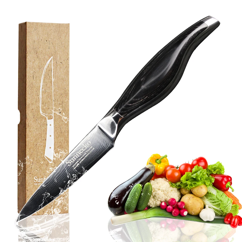 

Sunnecko Kitchen Damascus Steel Blade Knives 3.5" Paring Knife Super Utility Fruit Vegetable Cutting Tools Free Shipping