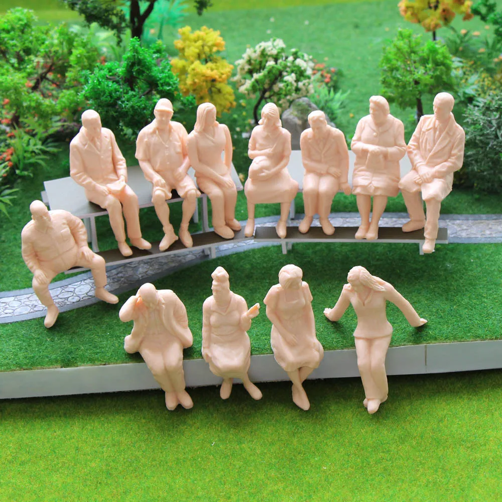 

NEW 6PCS-12PCS 1:25 scale model figures G scale Figures 1:22.5-25 All Seated Unpainted People Model Train Railway