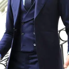 Темно-синий джентльмен утренние смокинги мужские свадебные костюмы для выпускного бала Лучший мужской костюм 3 шт Жених Невеста пиджак-фрак+ брюки+ жилет