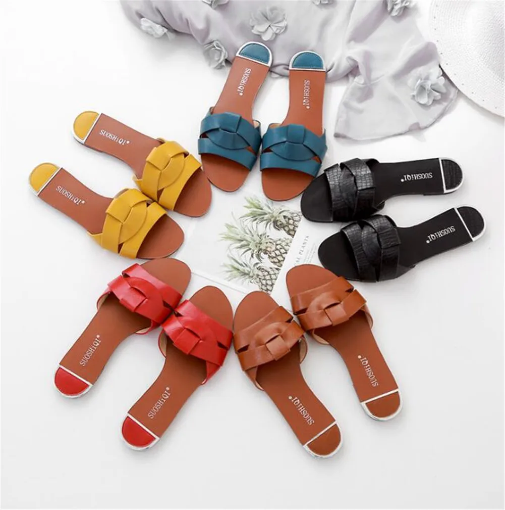 

2019 Comfortable Beach Women Slippers Sandals Women Slippers Flat Heel Casual Ladies Shoes Outdoor Female Slides