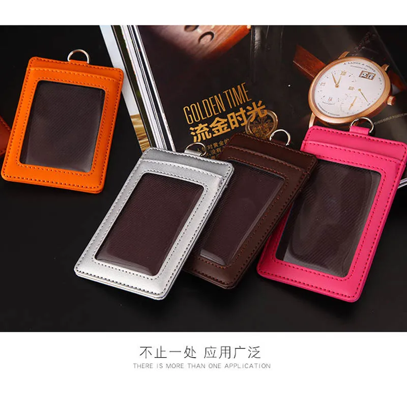 

Genuine leather Credit Card Holders slim Women Girl Neck Strap Coin Purse card Wallet Card Bus ID With Lanyard