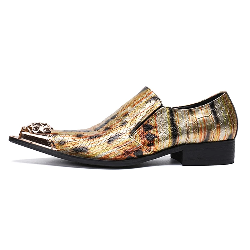 Puntiagudos Genuino Fiesta Formal Zapatos Metal Para Boda Basculantes Hombre De Hombre Con Cuero Mocasines Vestido Sl405 Diseñador Italiano Marrón Punk RIxPZdx