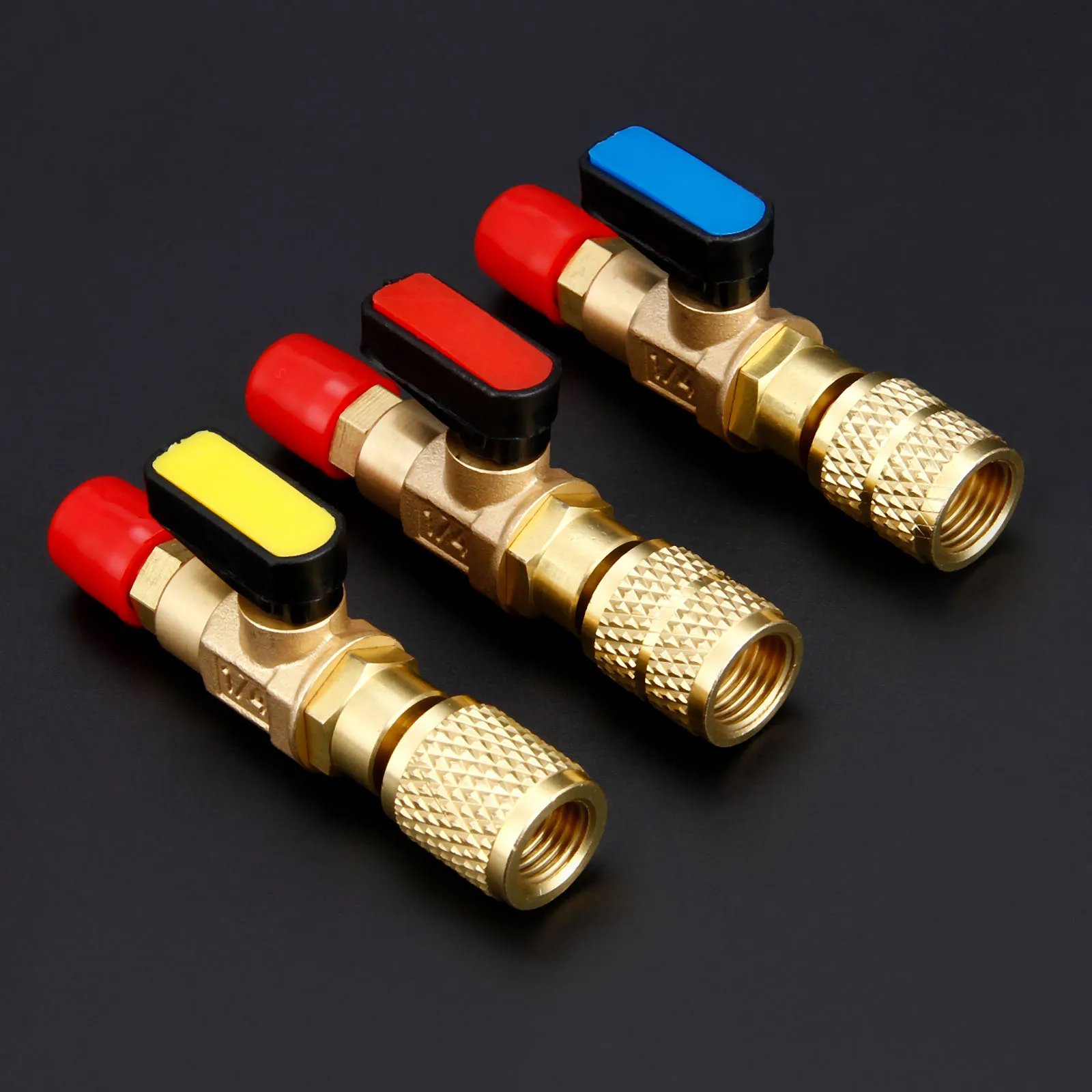 

3Pcs HVAC A/C Straight Shut-off Ball Valve Adapter Tool For R410a R22 R12 1/4" 5/16" SAE Male Air Condition Refrigeration Tools