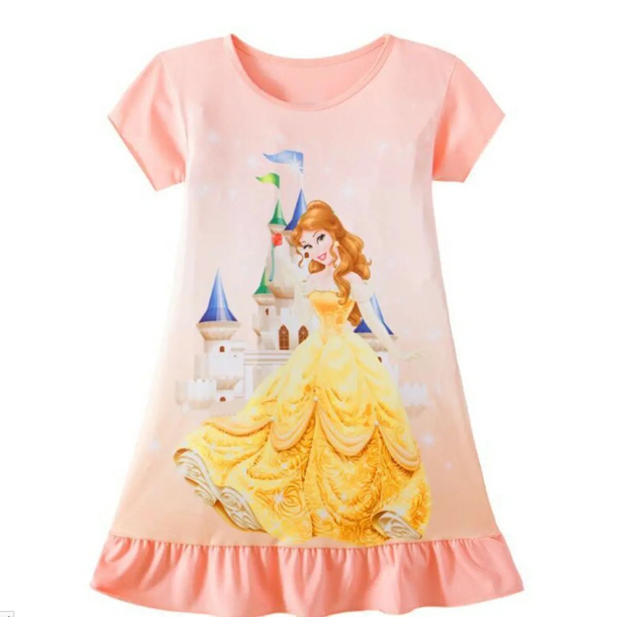 Для маленьких детей, ночное белье девушка-Рапунцель Belle принцессы Авроры, а так же Одежда с рисунком вечерние платье Вечерние 1 дня рождения, свадьбы, год детское платье - Цвет: 2