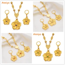 Anniyo Гавайский Плюмерия кулон ожерелья серьги для женщин девушка золотой цвет Гуам Микронезия Marshall цветок ювелирный набор#213806