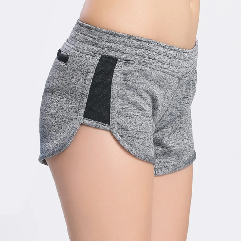 Женские короткие шорты для фитнеса, сексуальные сетчатые серые спортивные шорты для пробежек, летняя быстросохнущая женская одежда - Цвет: Gray