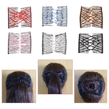 Волшебный гребень Крест Сталь аксессуары для волос ювелирные изделия бусины 6 цветов Женская мода