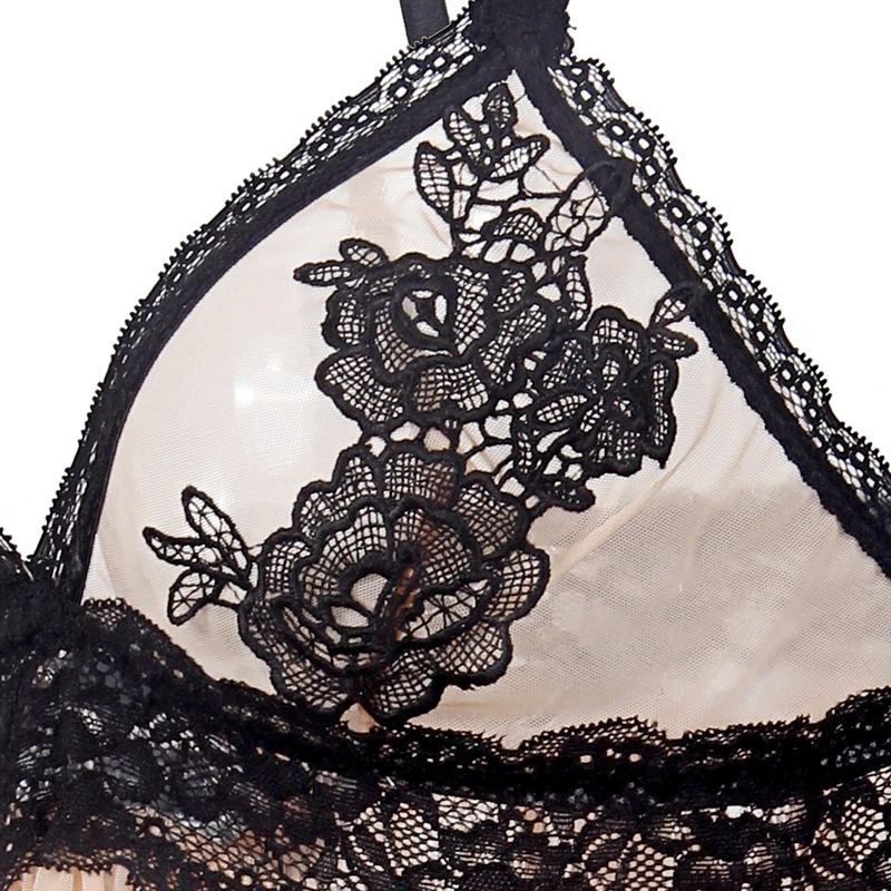 Lace Embroidery Sexy Nightgown Lady Strapless Lingerie Hot Erotic Backless Babydoll Dress + G-String Plus Size Underwear Costume
