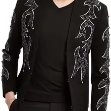 Настоящая роскошная мужская черная вышитая бисером модная красная ковровая куртка Клубная/сценическая/Студия/Азиатский размер/это только куртка