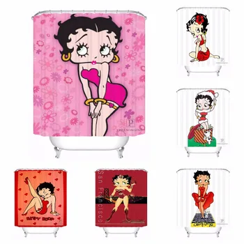 

Custom Betty Boop Bathroom Acceptable Shower Curtain Polyester Fabric Bathroom Curtain #180318-37-24