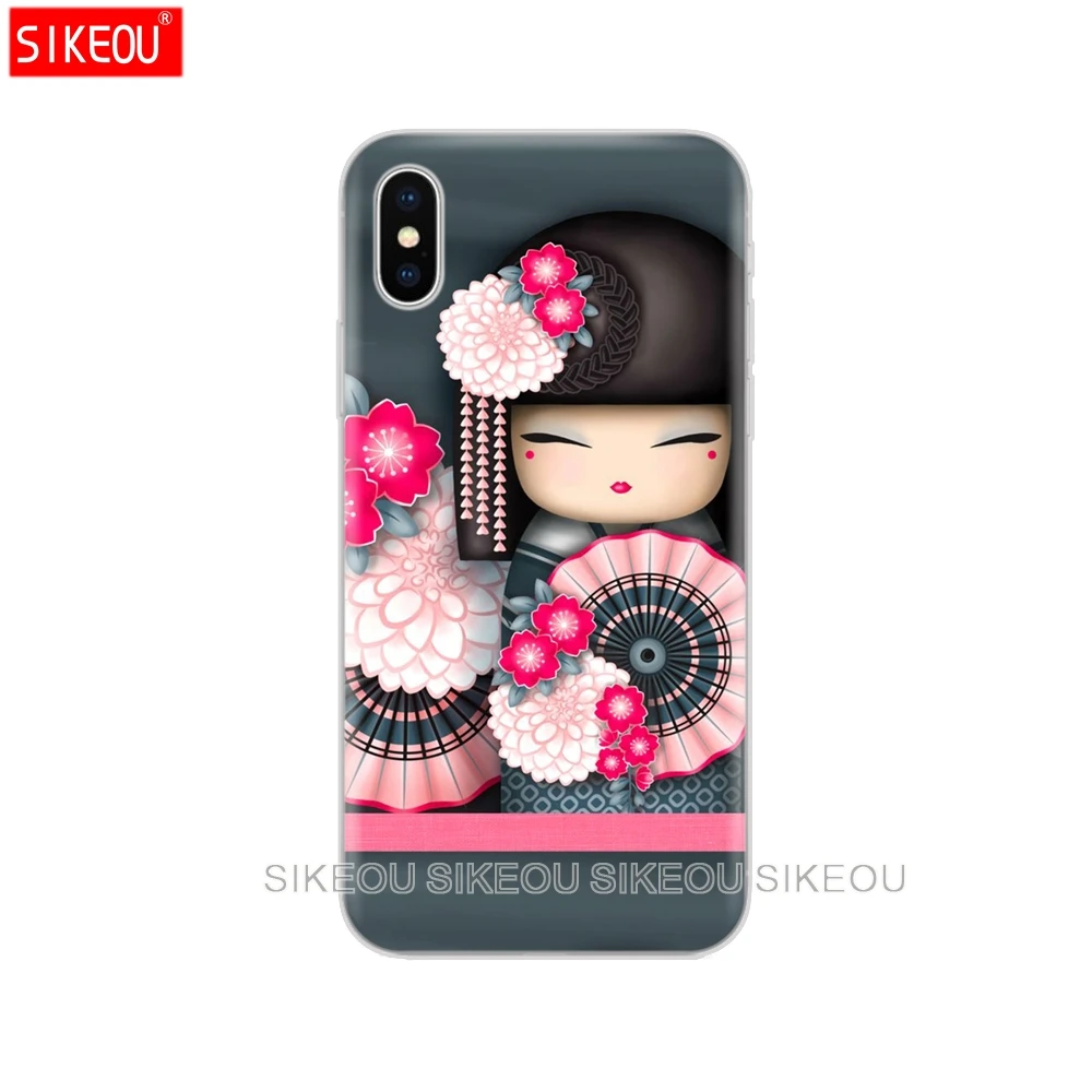 Силиконовый чехол для телефона Iphone 6X8 7 6s 5 5s SE Plus 10 XR XS Max kawaii Japanese Kokeshi Doll|Бамперы| |