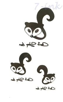 

Waterproof Temporary Tattoo cute blcak samll fox tattoo Water Transfer fake tatoo 10.5*6 cm for man woman kids