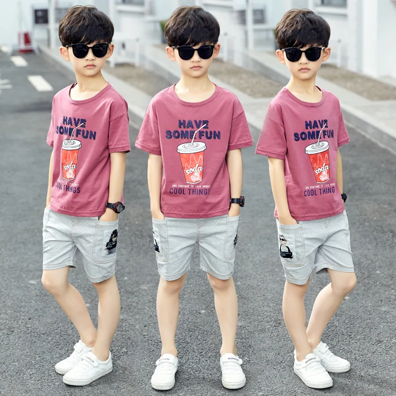

Kids Clothes Boys Clothing Set 2019 Summer Children Sports Suit Print Short Sleeve Shirt + Shorts Teenage Boy Tracksuit 9 10 12