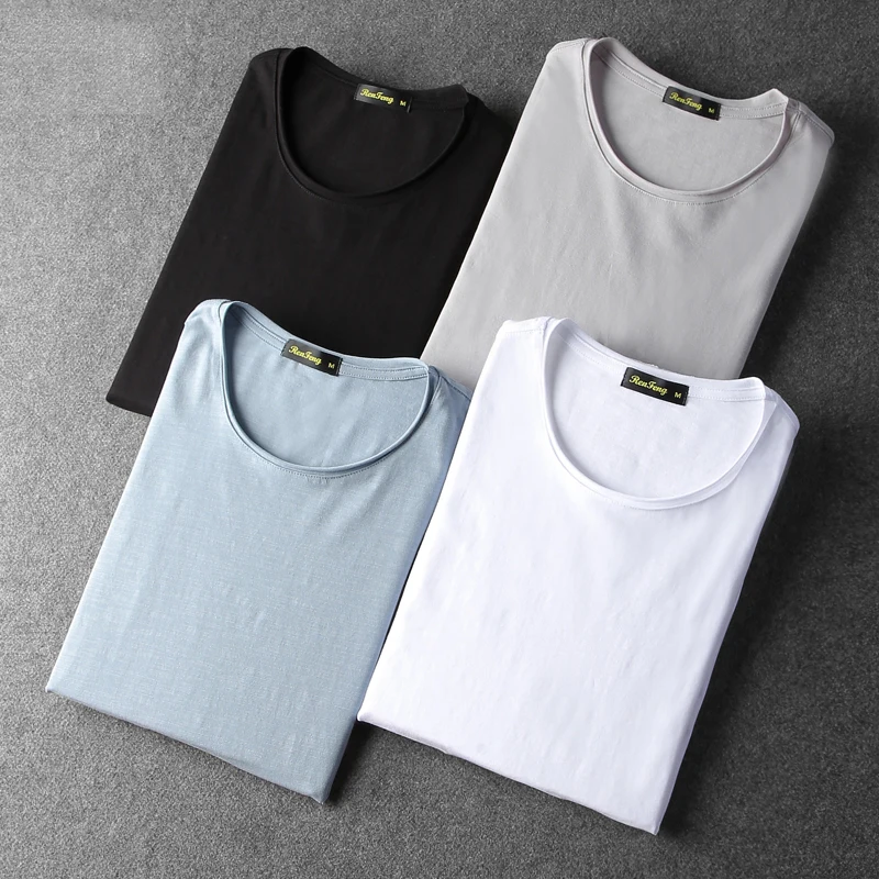 Bamboo cotton men's long sleeve t-shirt msn All Match O Neck Casual T-Shirts Base Tees spring autumn Korean bottoming shirt men (2)