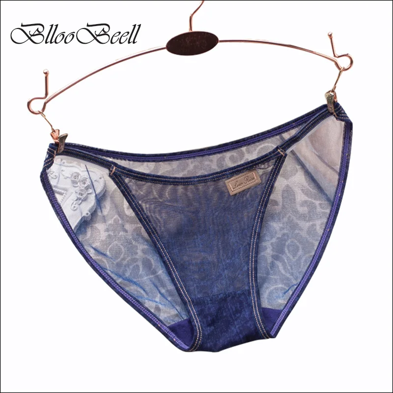 Buy BllooBeell Lace Sexy Women's Panties Denim Color Underwear Transparent