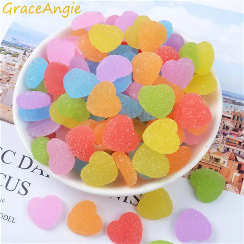 GraceAngie 20pcs Mix Heart soft sweets Charms Candy Resin Beads Jewelry Crafts DIY Supplies Scrapbooking Refrigerator Decoration | Украшения