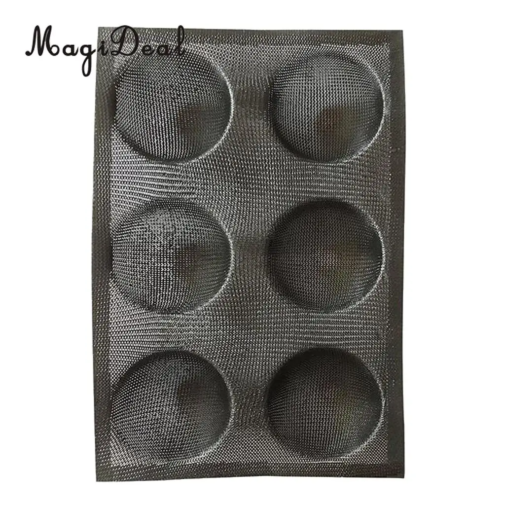 MagiDeal Silicone Hamburger Forms Peforated Bakery Bun Bread Mould Baking Tray 6 Cups