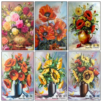 

Full Square 3D DIY Diamond Painting Cross Stitch Peony Floral Posters Needlework Diamond Embroidery Red Flower Home Decorative