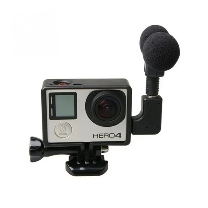 Мини стерео микрофон для Gopro Hero 4 3 Аксессуары защитная рамка чехол крепление Go Pro