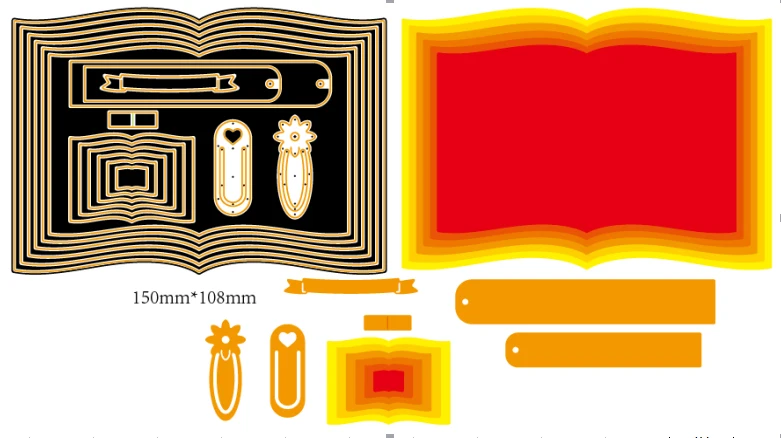  3D Books Frame Metal Cutting Die Scrapbooking Embossing Stencil Card Cut Dies For DIY Invitation Al - 32846391673