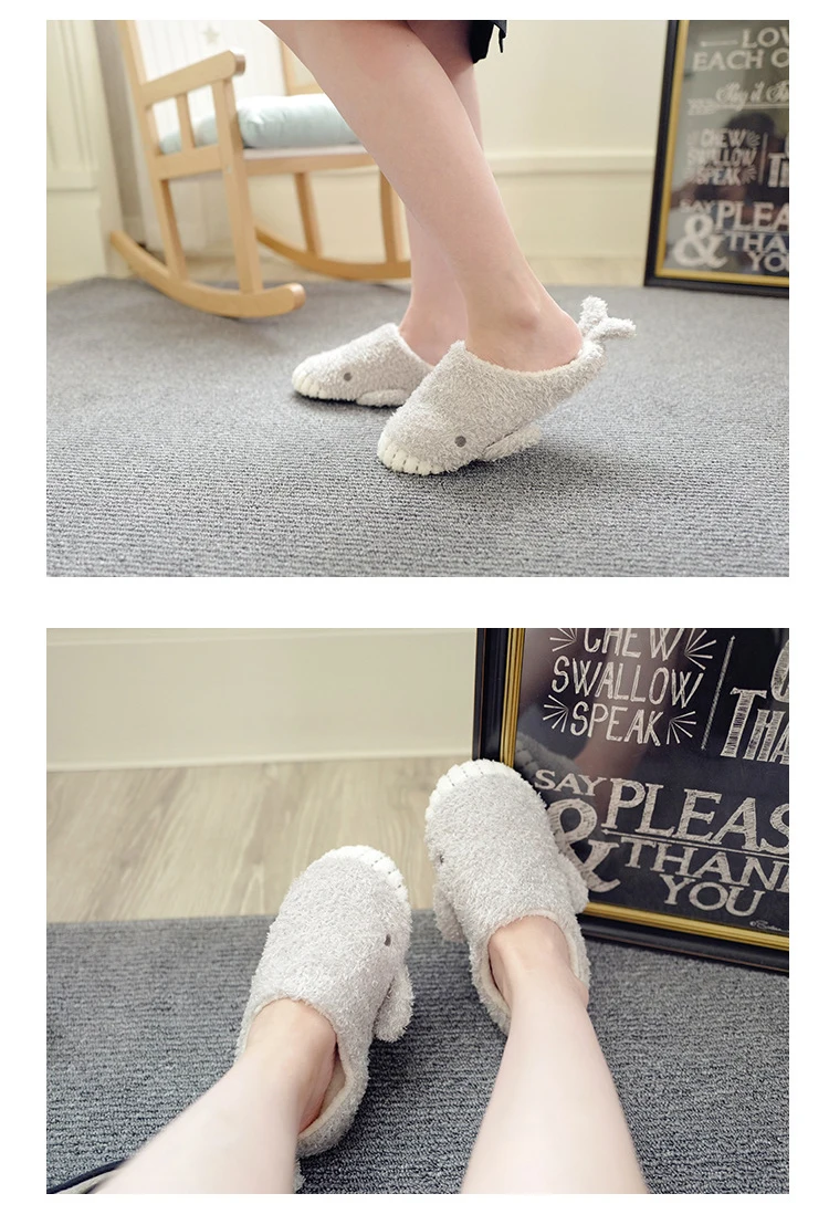 2018 Autumn And Winter Soft Fangs Small Whale Soft Bottom Non-Slip Indoor Home Warm Cotton Slippers Slippers For WomenM8G69 (5)
