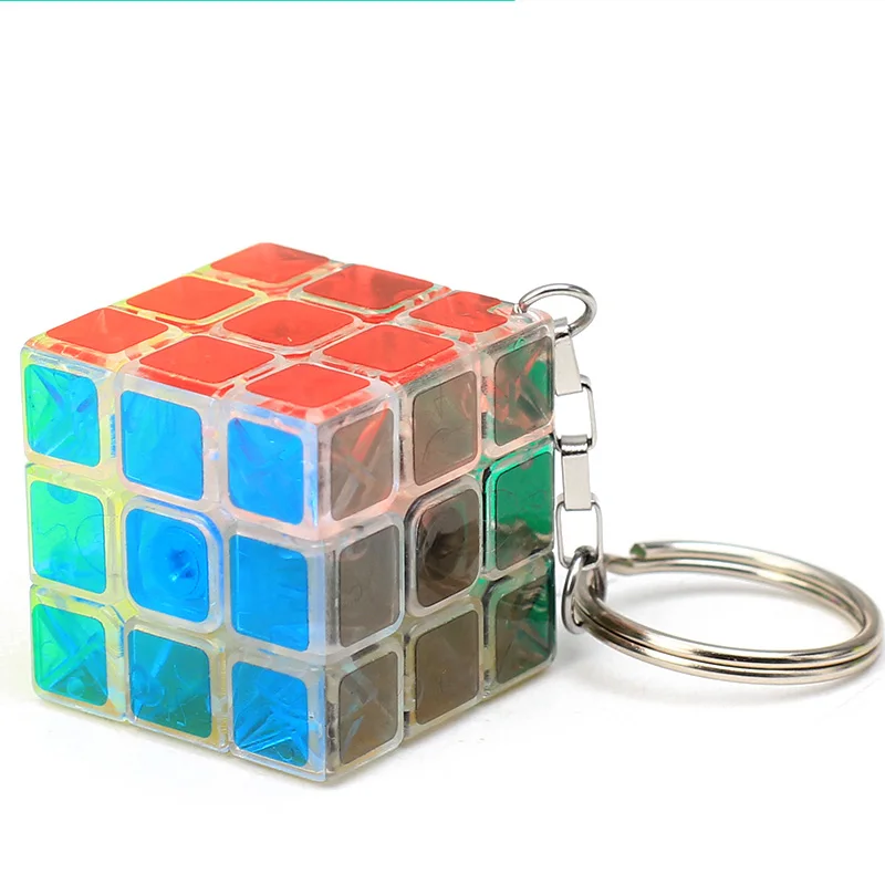Z-Cube Key Chain Mini 3x3 Magic Cube Creative Cube Hang Decorations- Colorful toy for kids cubo magico toys - Цвет: lucency
