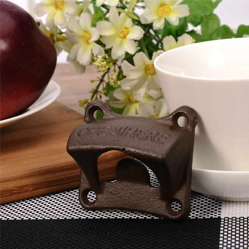Chic Vintage Antique Iron Wall Mounted Bar Beer Glass Bottle Cap Opener Kitchen Tools Bottle Opener Beer Opener Without Srew