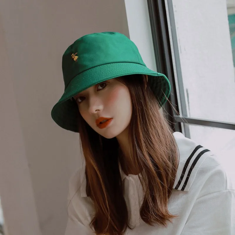 

Adult Unisex Hiking Outdoor Fisherman Cap Hat Summer Vintage Cartoon/Letter Embroidery Bucket Hat