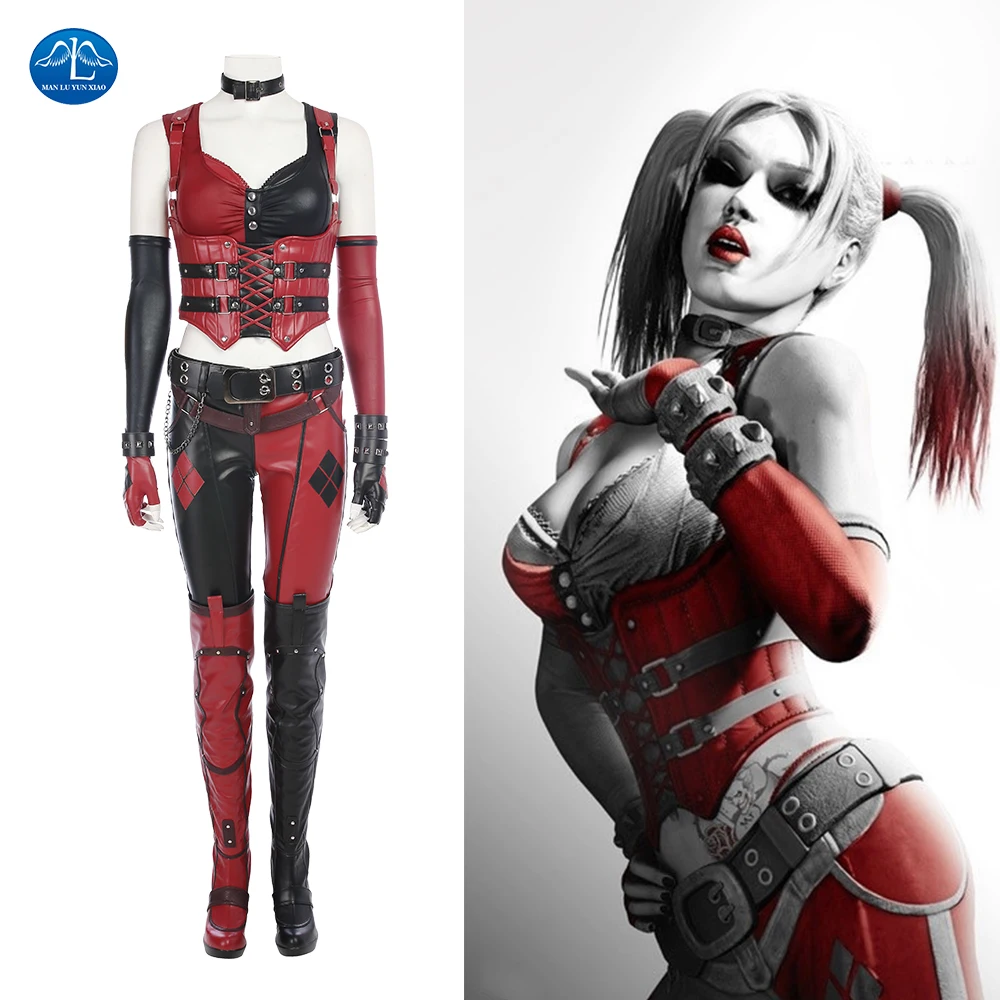 Женский костюм Бэтмена Аркхема рыцаря Harley Quinn на Хэллоуин карнавал