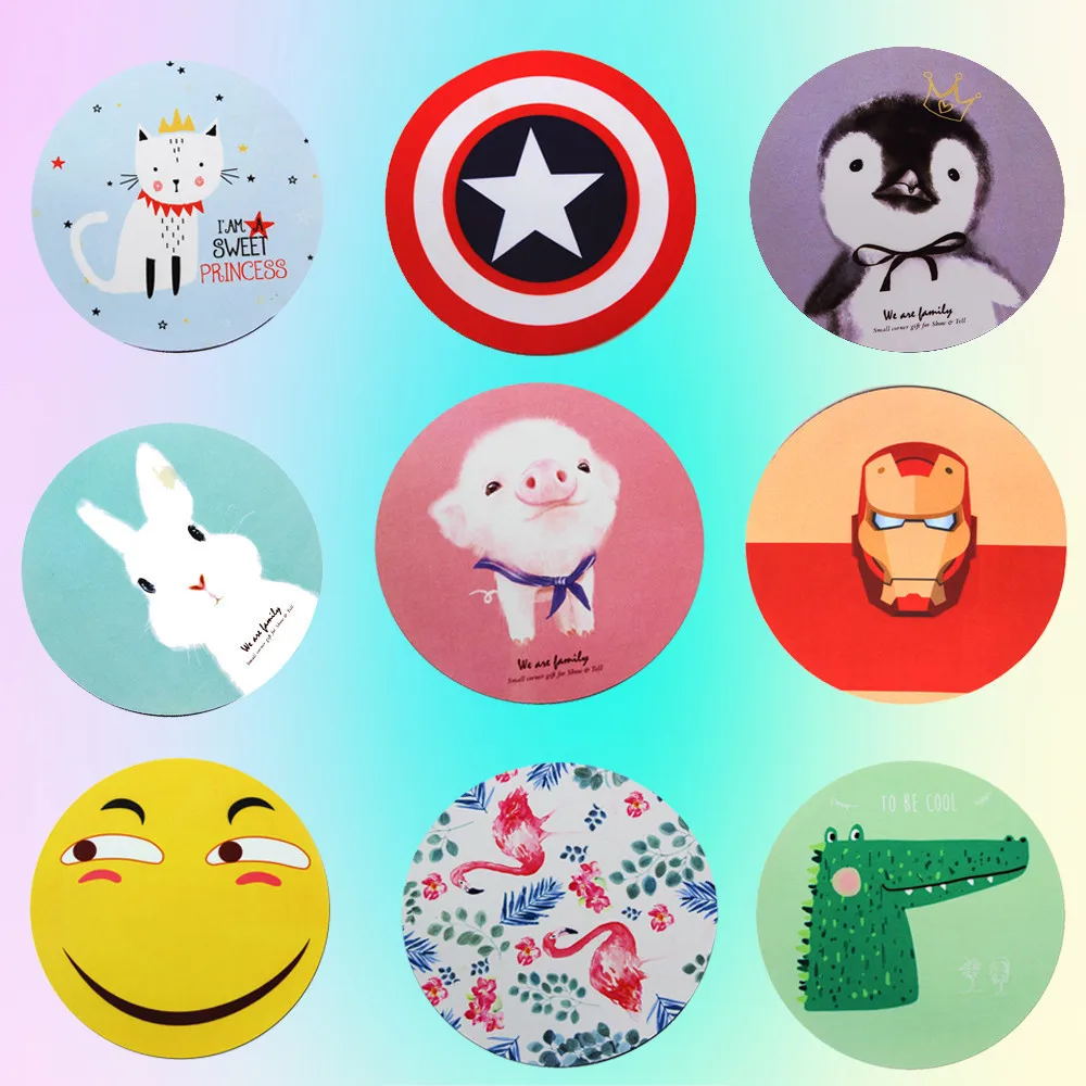 

CHYI Round Anime Gaming Mouse Pad Mat Iron Man /Pentagram/Pig/Cat/Rabbit/Penguin/Flamingo/Smiley Face Series Computer Mouse Pads