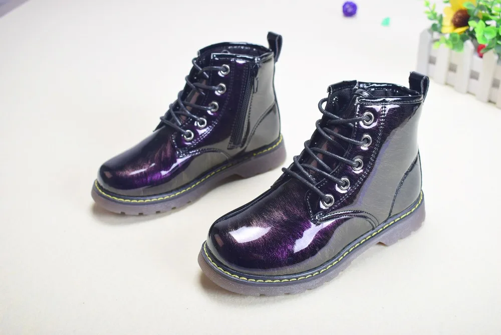 Новые детские ботинки 2019 зима/весна детская обувь кожаные непромокаемые ботинки для мальчиков с плюшем Нескользящие модные ботинки для