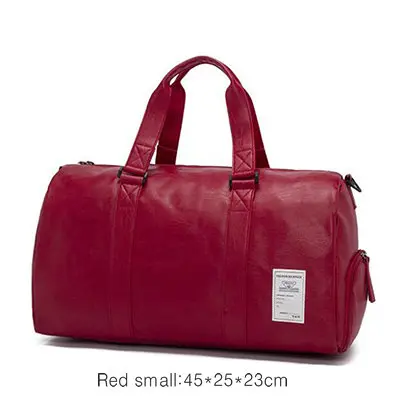 Полиуретановая Водонепроницаемая спортивная сумка для спортзала, мужская дорожная сумка для хранения, органайзер, женские черные кожаные сумки на плечо для фитнеса, сумки для тренировок на открытом воздухе - Цвет: Red Small