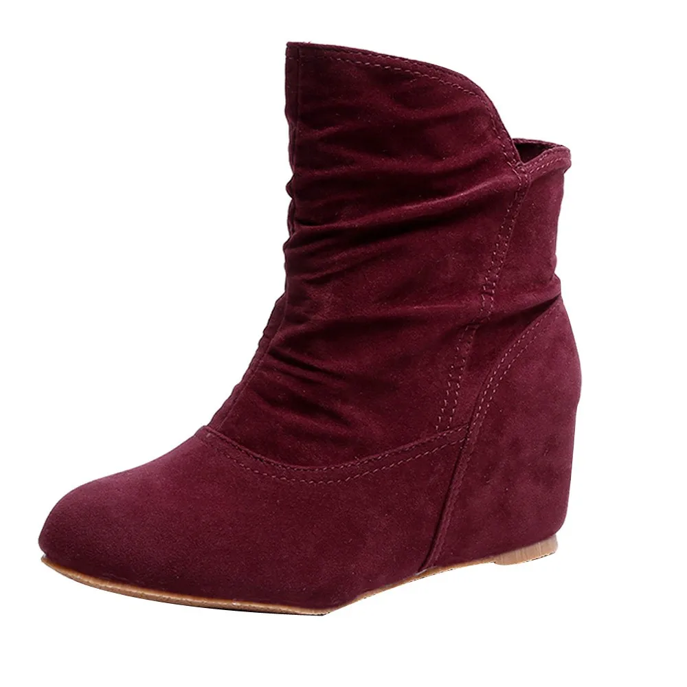 

Fashion Women Boots suede Leather Wedges Platform Boots Womens Platform Increase Boots High Casual Shoes For Woman