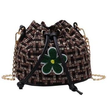 

New Korean Women'S Bag Woven Small Bag Fashion Wild Bucket Bag Casual Shoulder Bag