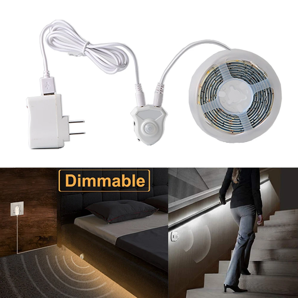 

FIRECORE DC12V LED Strip Motion Sensor Light Auto ON/OFF Flexible LED Light 1M 2M 3M 4M 5M For Bed Light with Power Supply