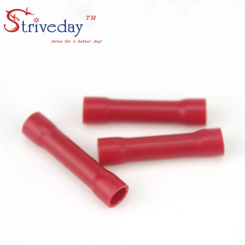 

100pcs/bag high quality BV1 Red Flared Butt Insulated Connector Terminals Crimp