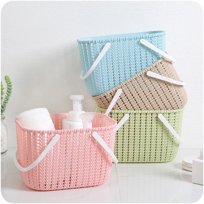 

Multi-function Imitation Rattan Basket Home Organization Bathroom Organizer Shower Storage Basket Fruit Basket Shopping Basket